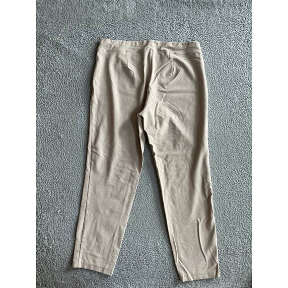 Eileen Fisher Pnnts Large Cropped Straight Leg Pull On Stretch Beige Cream Comfy - Picture 2 of 11